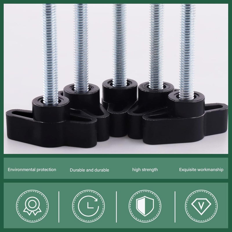 Keadic 20 Pcs M6x20 Clamping Screw Knob Thumb Screws, Carbon Steel 36# Threaded Knurled Thumbscrew Screw on Tee Wing Plastic Knob (1/4”x 25/32”) - Image 4